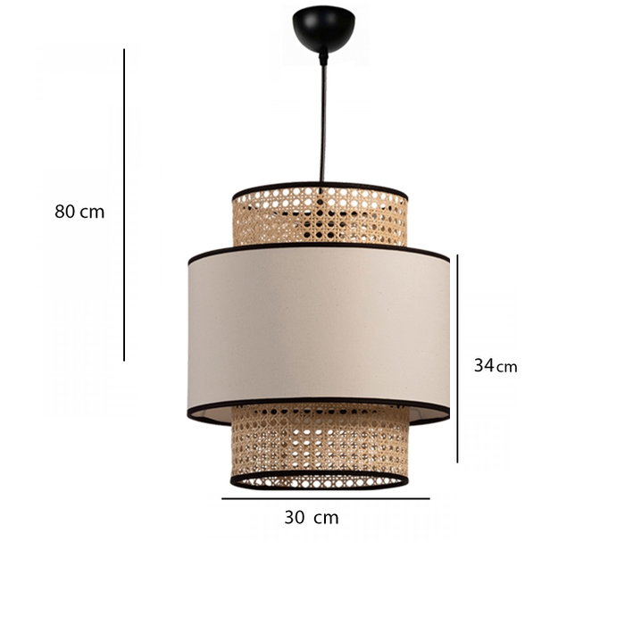 Opviq Lámpara de araña AYD-3506 de ratán en beige y negro